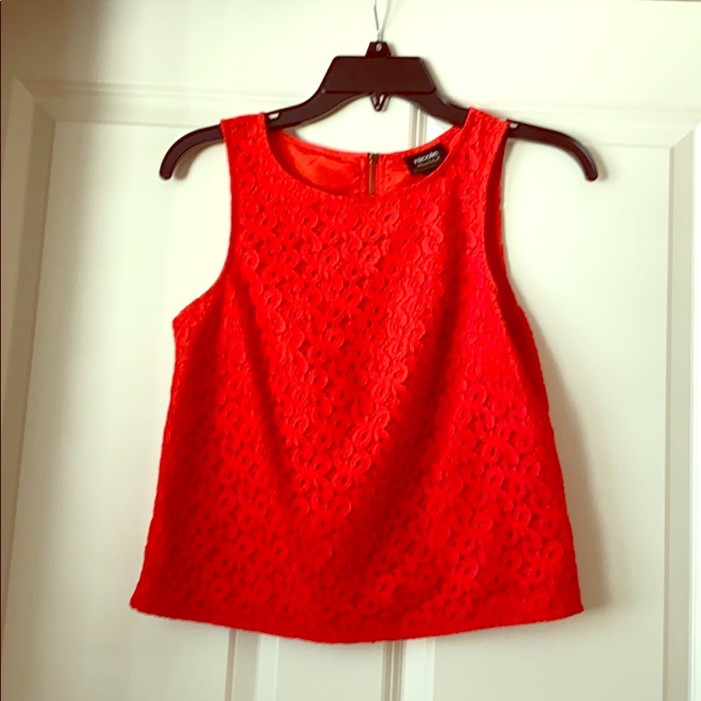 Nicole orange crop lace overlay tank